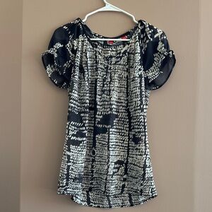 Esprit Black and Cream Floral-Print Blouse